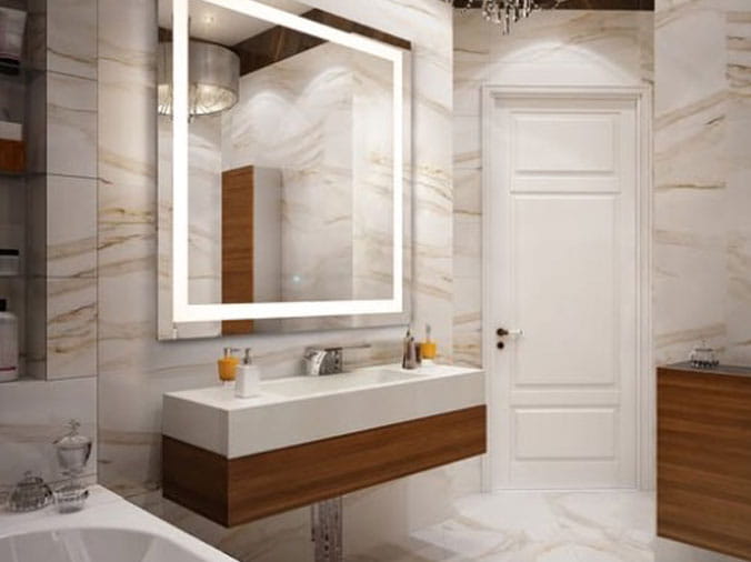 Modern bathroom with floating vanity