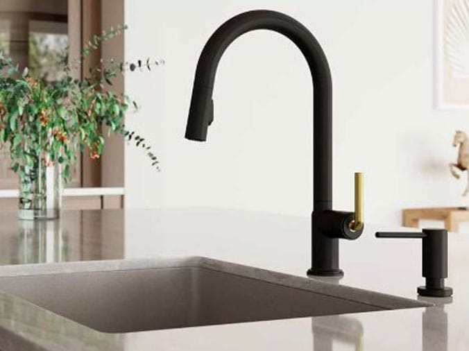 Black goosneck kitchen sink faucet